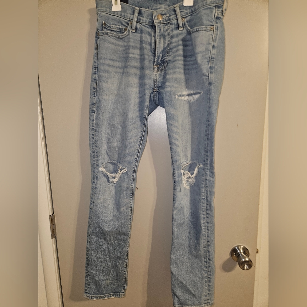 Abercrombie & Fitch Blue Skinny Jeans with Distressed Knees